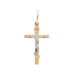 Pendant cross in yellow/white gold 