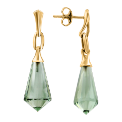 Stud earrings with green amethysts 