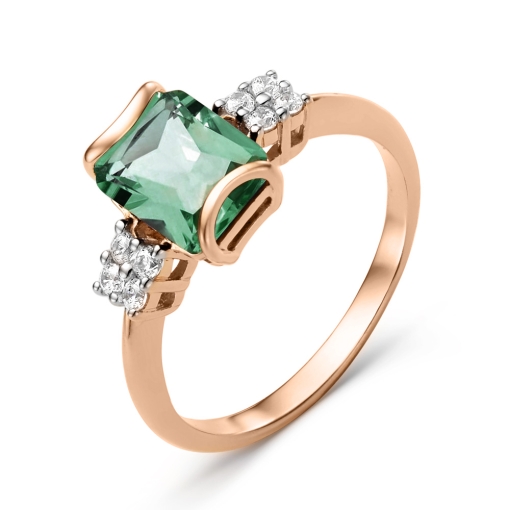 Women's ring with zirconia and sitall 