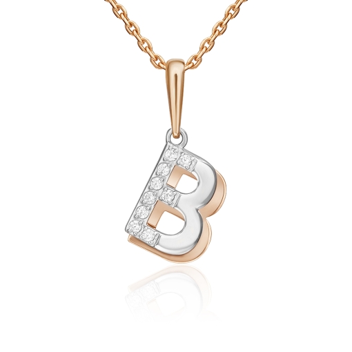 Pendant letter "B" with zirconia 