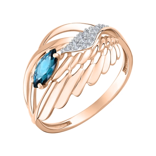 Damenring mit London Blue Topas und Zirkonia 