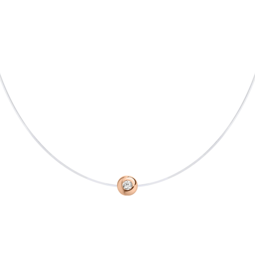 Halskette auf Angelschnur aus Gold mit Zirkonia 42 cm
