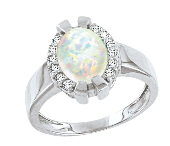Damenring mit Opal und Zirkonia 