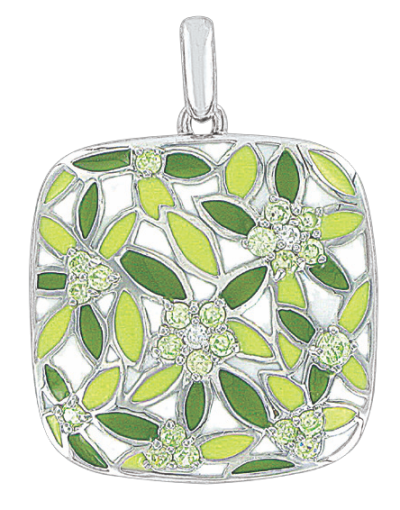Pendant with enamel and zirconia 