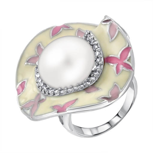 Damenring mit Perle und Zirkonia 