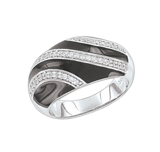 Damenring mit Emaille und Zirkonia 