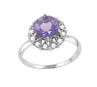Damenring mit Amethyst und Zirkonia 