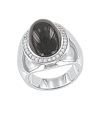 Damenring mit Onyx und Zirkonia 