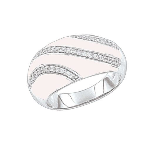 Damenring mit Emaille und Zirkonia 