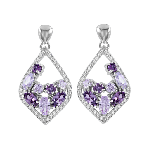 Ohrstecker rhodiniert mit Amethyst 