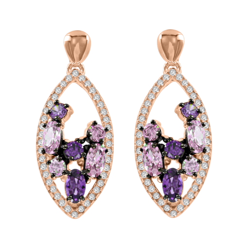 Ohrstecker vergoldet mit Amethyst und  Zirkonia 