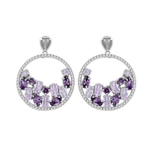 Ohrstecker rhodiniert mit Amethyst 