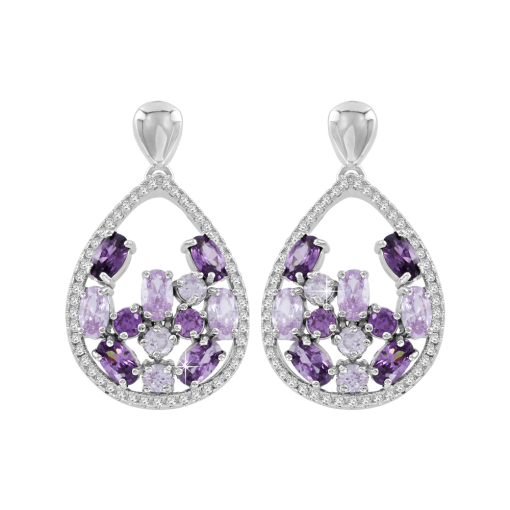 Ohrstecker rhodiniert mit Amethyst 