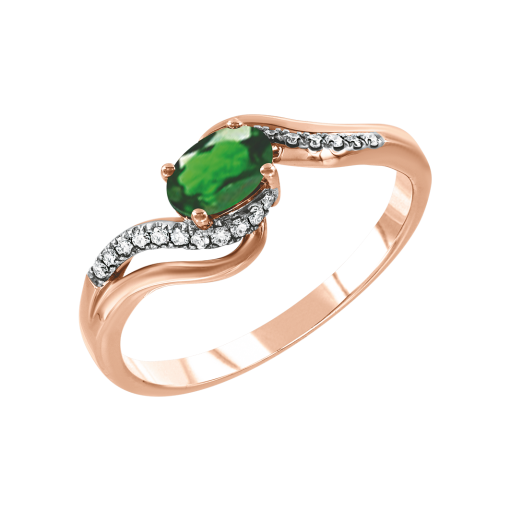 Women's ring with emerald and diamonds 