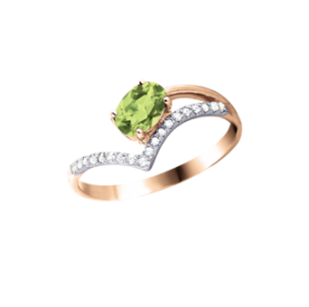 Damenring mit Chrysolith und Zirkonia 