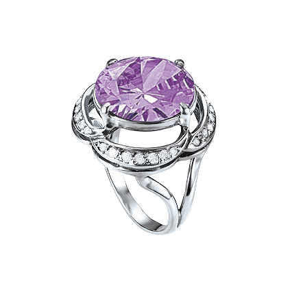 Damenring mit Amethyst und Zirkonia 