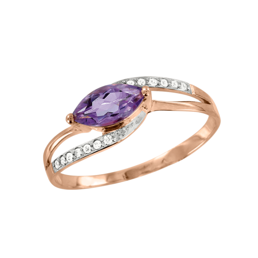 Women's ring with amethyst and diamonds 