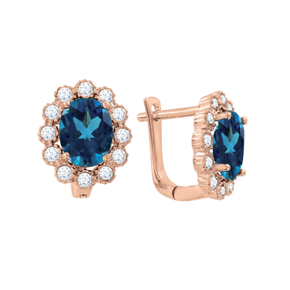 Серьги с топазами London Blue и фианитами 