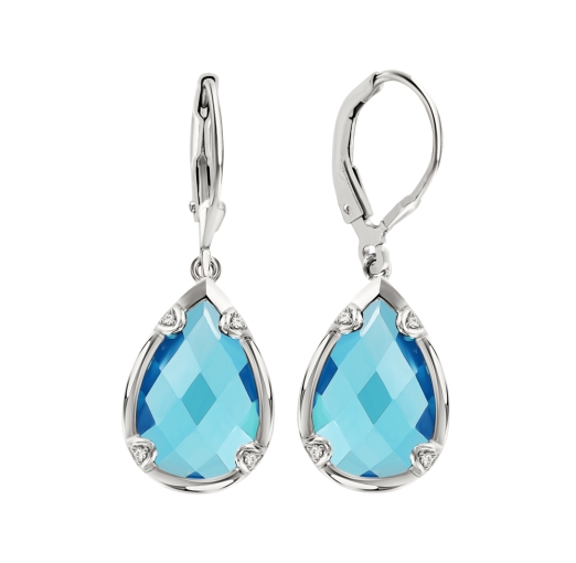 Earrings with sapphires and zirconia 