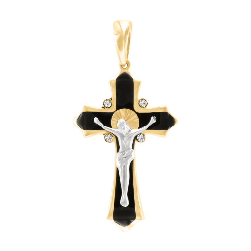 Anhänger – Kreuz mit Emaille und Zirkonia 