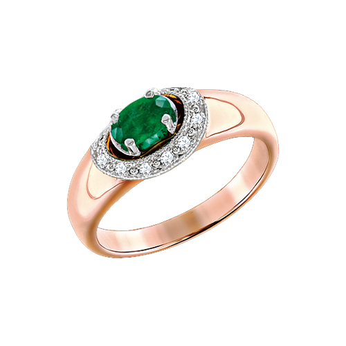 Women's ring with diamonds and emerald 