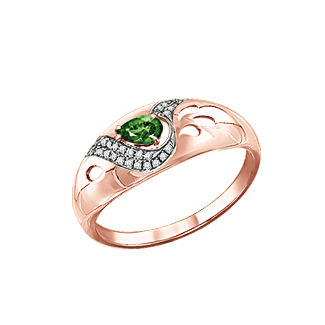 Women's Ring with emerald and diamonds 