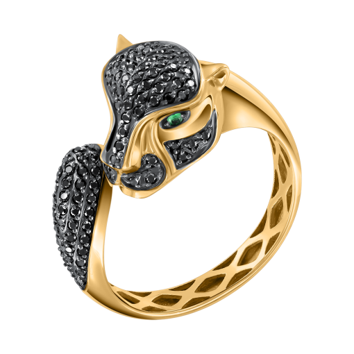 Women's ring with diamonds and emeralds 
