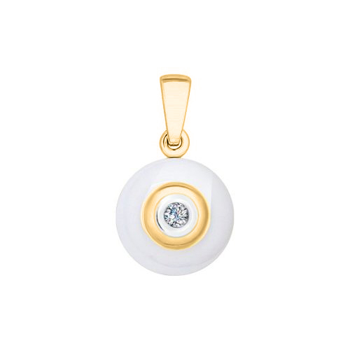 Pendant with diamond and white ceramic insert 