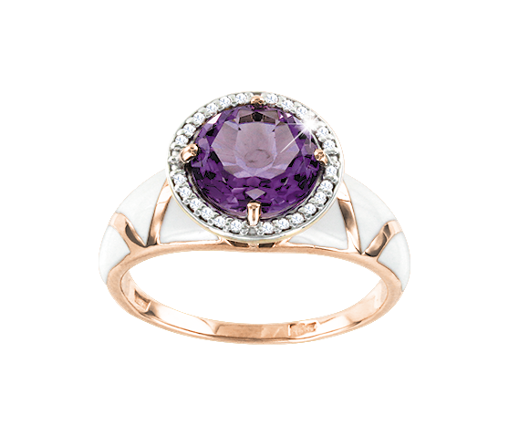 Damenring mit Amethyst und Zirkonia 