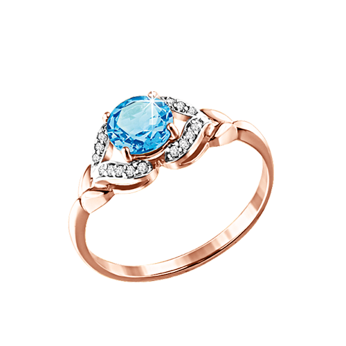 Damenring mit Blau Topas und Zirkonia 