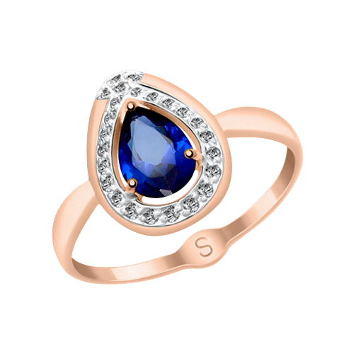 Damenring mit Saphir und Zirkonia 