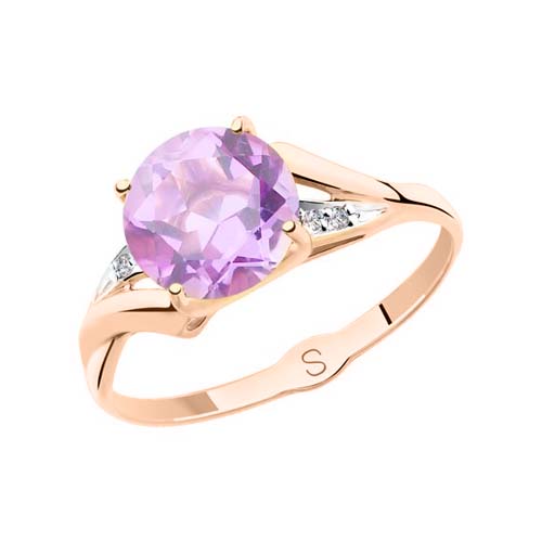 Women's ring with amethyst and zirconia 