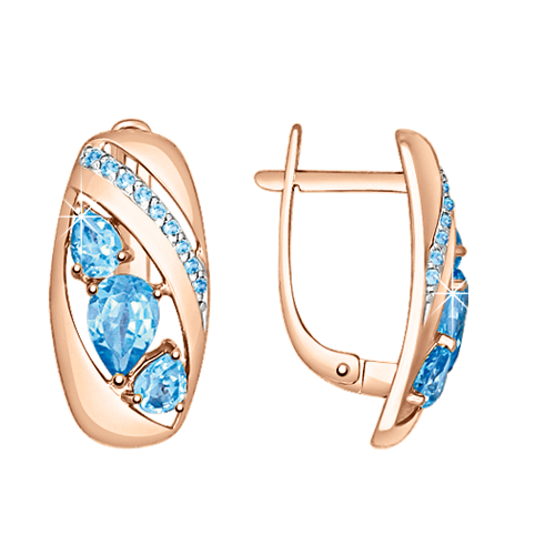 Earrings with zirconia and topaz 