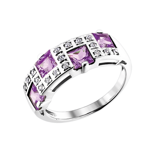 Damenring mit Amethyst und Zirkonia 