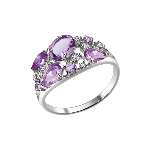 Damenring mit Amethysten und Zirkonia 