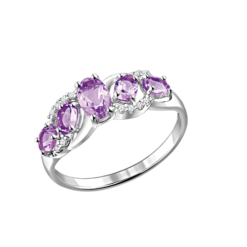 Damenring mit Amethysten und Zirkonia 
