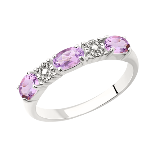 Women's ring with amethyst and zirconia 