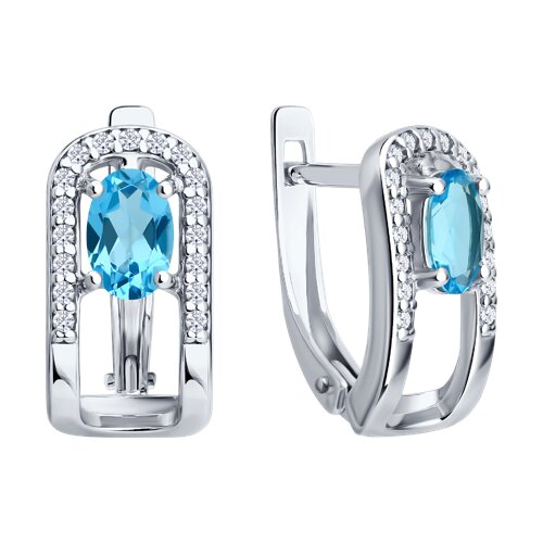 Earrings with topaz Swiss and zirconia 
