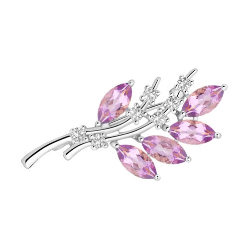 Brosche mit Amethysten und Zirkonia 
