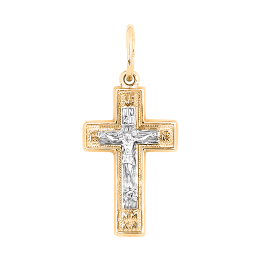 Pendant cross in yellow/white gold 