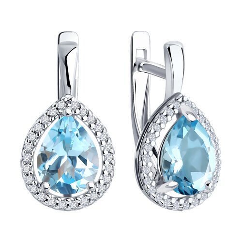 Earrings with topaz Sky and zirconia 