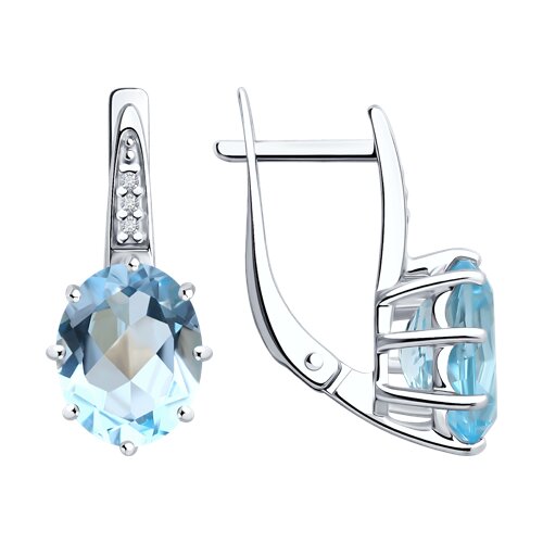 Earrings with topaz Sky and zirconia 