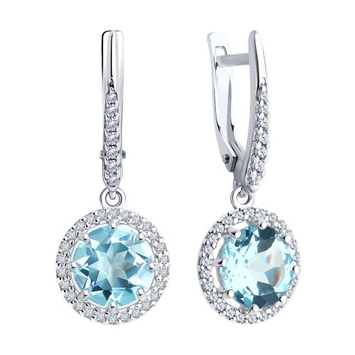 Earrings with topaz Sky and zirconia 