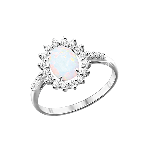 Women's ring with opal and zirconia 