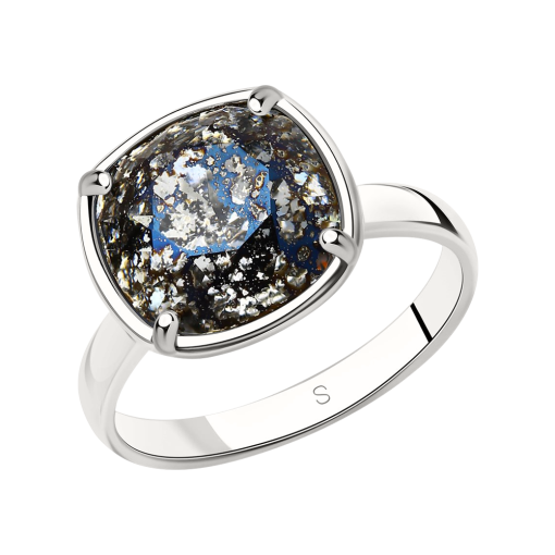 Damenring mit schwarzem Swarovski Kristall 