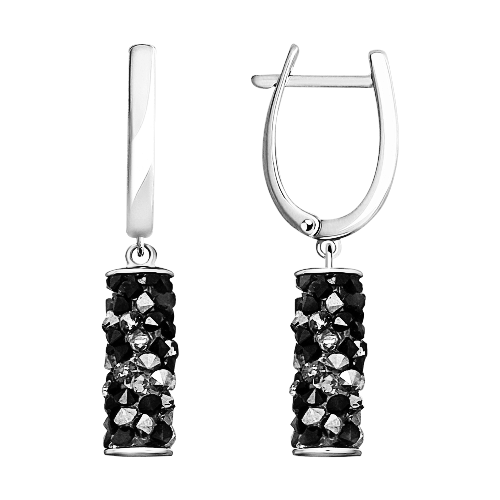 Серьги с черными кристаллами Swarovski 