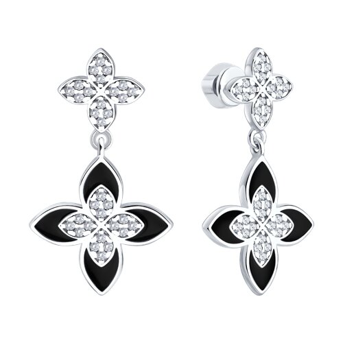 Stud earrings with zirconia and enamel 