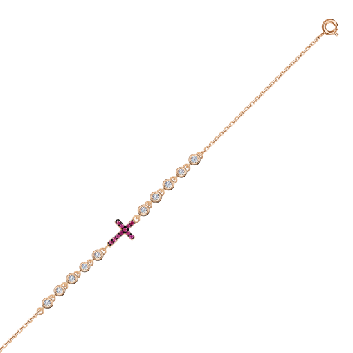 Gilded bracelet "Cross" with zirconia 