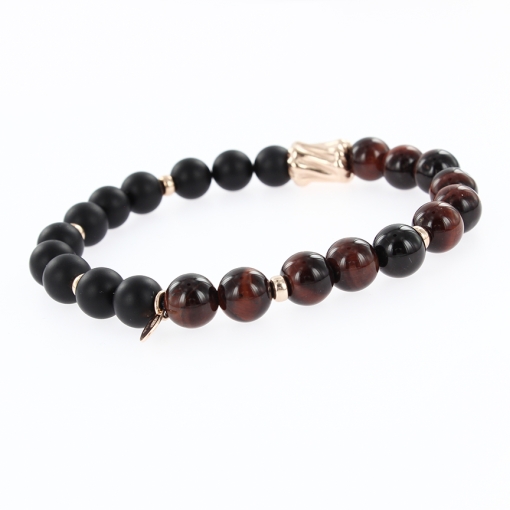 Armband mit schwarzen Jade Bianshi und Tigeraugen 