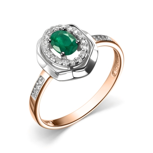 Women's ring with emerald and diamonds 